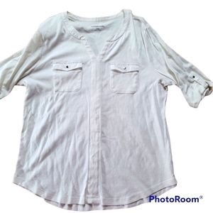 💝CROFT AND BARROW SIZE XXL WHITE QUARTER SLEEVE WHITE BLOUSE 👚 👌 😍 ♥️